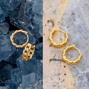 NEW Curb Chain Hinged Ear Huggie Gold Plated Dainty Mini Hoop Earrings Jewelry